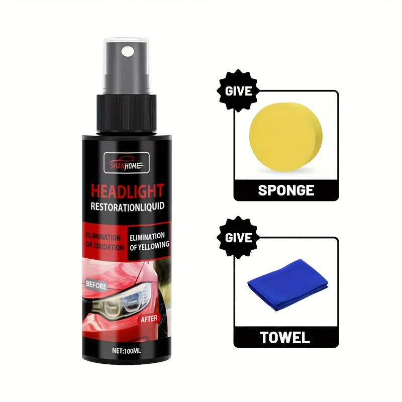 TEMU Headlight Restoration Kit - Solution For Clear, Bright Headlights, Prevents Yellowing & Oxidation, Long-lasting Protective Coating Spray