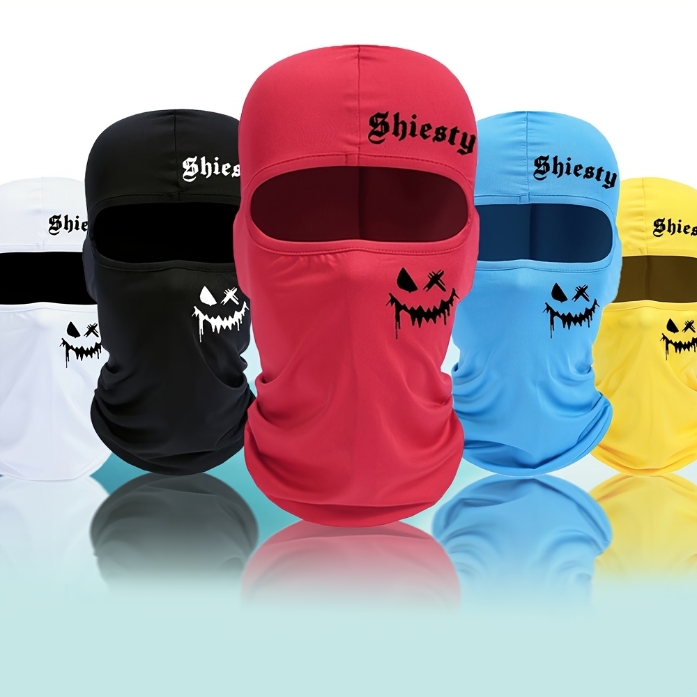 

5pcs/3pcs/1pc Unisex Polyester Sports Balaclava Face Mask, Breathable Full Face Cover With & Letter Print, Ideal For Outdoor Cycling & Skiing