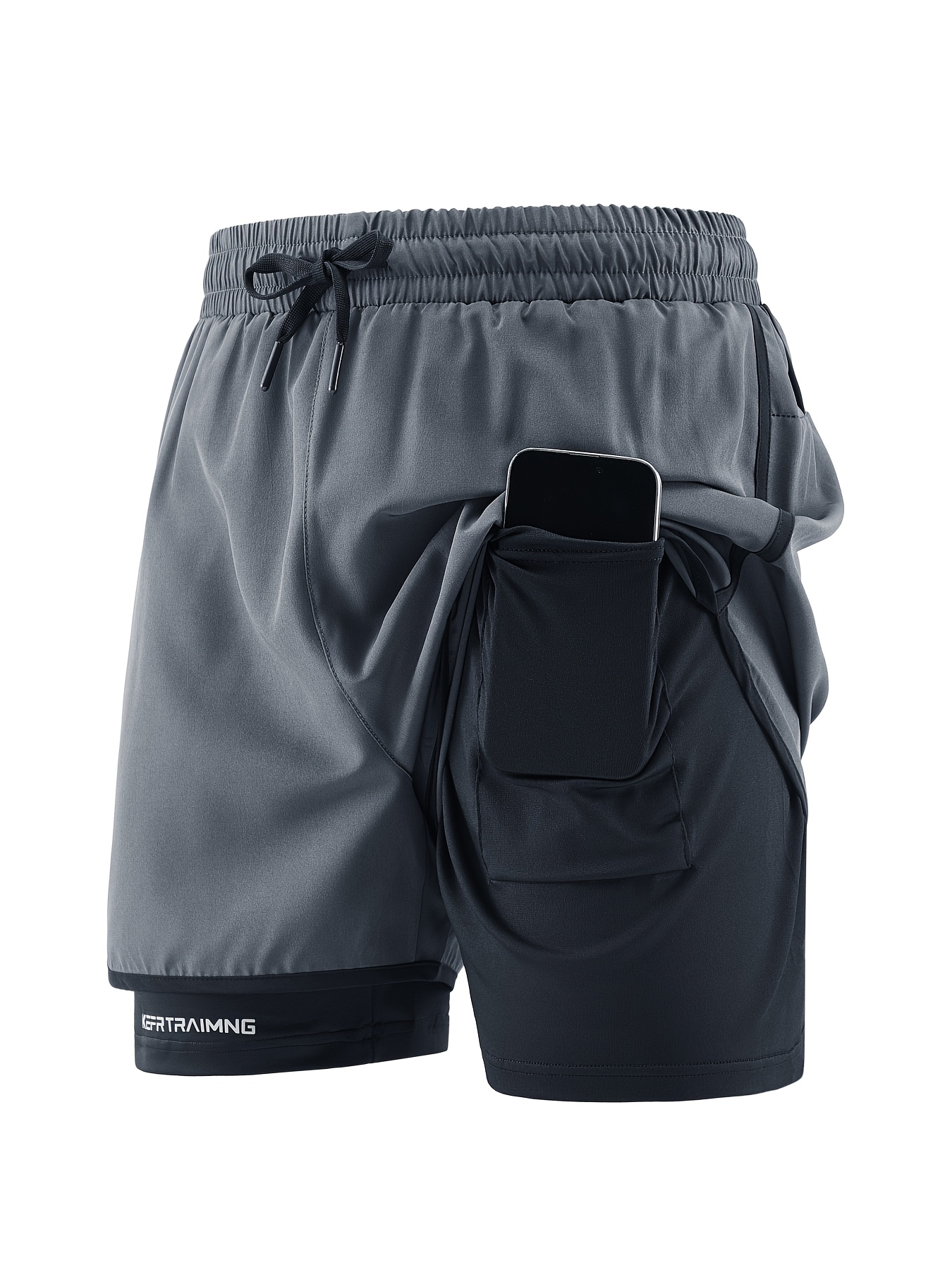 2pcs Set of Men's Sports and Leisure Shorts, Preferred for Fitness with Solid Color Breathable Quick Drying Style with Zipper Pocket and Waist Drawstring, Perfect for Beaches, Swimming Pools, Gyms