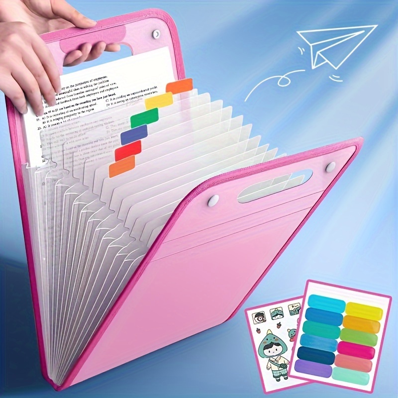 

Contemporary Organizer With 13 Pockets, Portable Holder Pp For Students - Includes Index Tabs & Labels, Pack