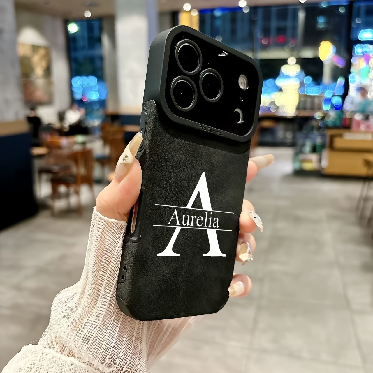 TEMU Phone Case - Personalized Phone Case With Large Letters For Iphone 11 To 17, Featuring A Stylish Faux Leather Design Shockproof. A Perfect