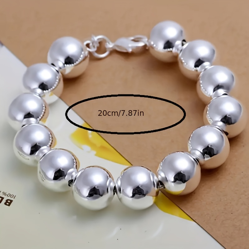 

925 Pure Silvery Beaded Bracelet, , No Plating, Classic Jewelry Gift For And , Suitable For Carnival Celebrations, All- Accessory