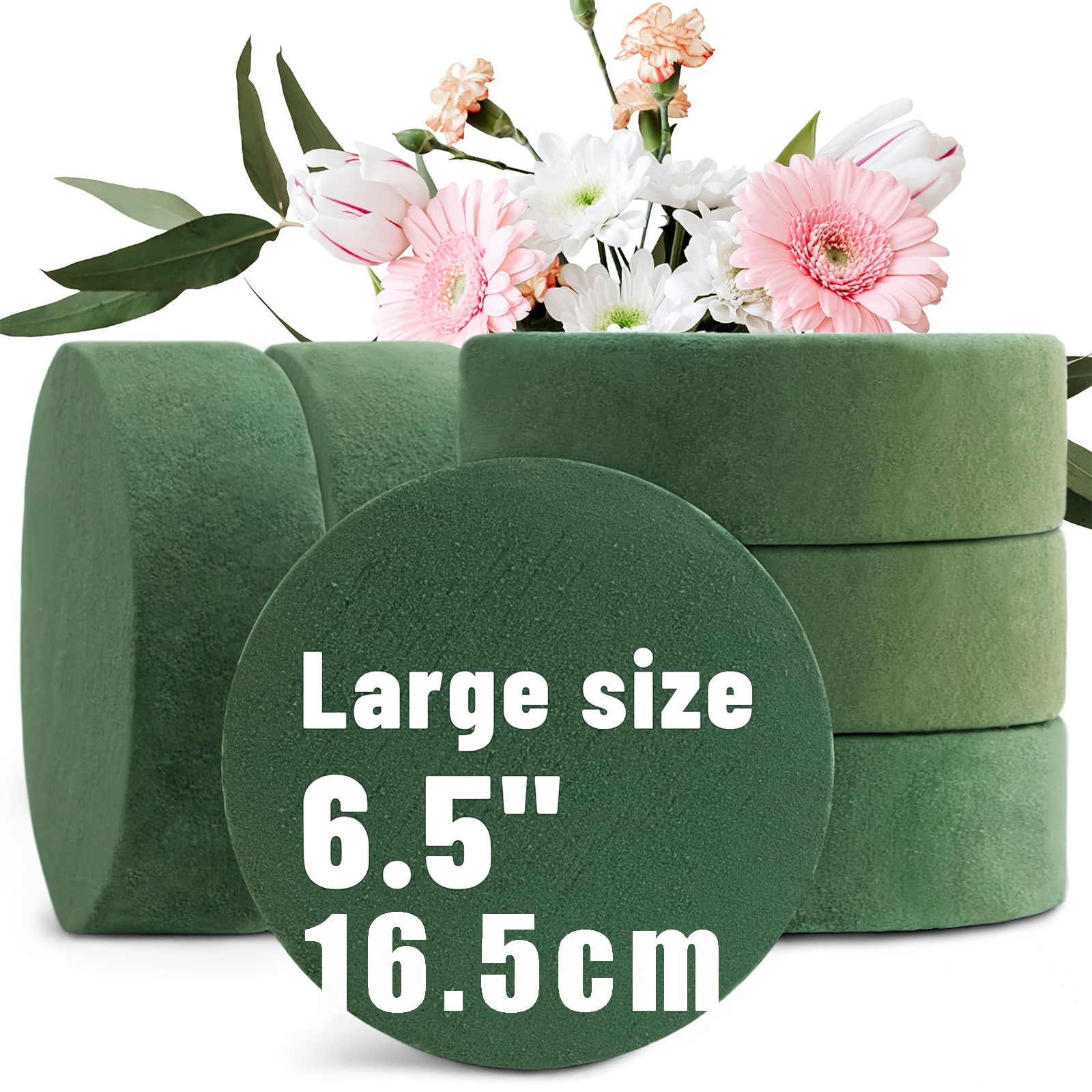E-shop 6 Stück Große 6.5" Runde Blumen-Schaumstoffblöcke für Frische & Trockene Blumen - Ideal für Hochzeitsgangdekorationen und