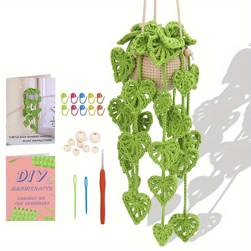 

Monstera-leaf Crochet Starter Kits W Step-by-step Video Tutorials, Hanging Potted Plants Knitting Starter Pack For Beginners Decoration Eid Al-adha Mubarak