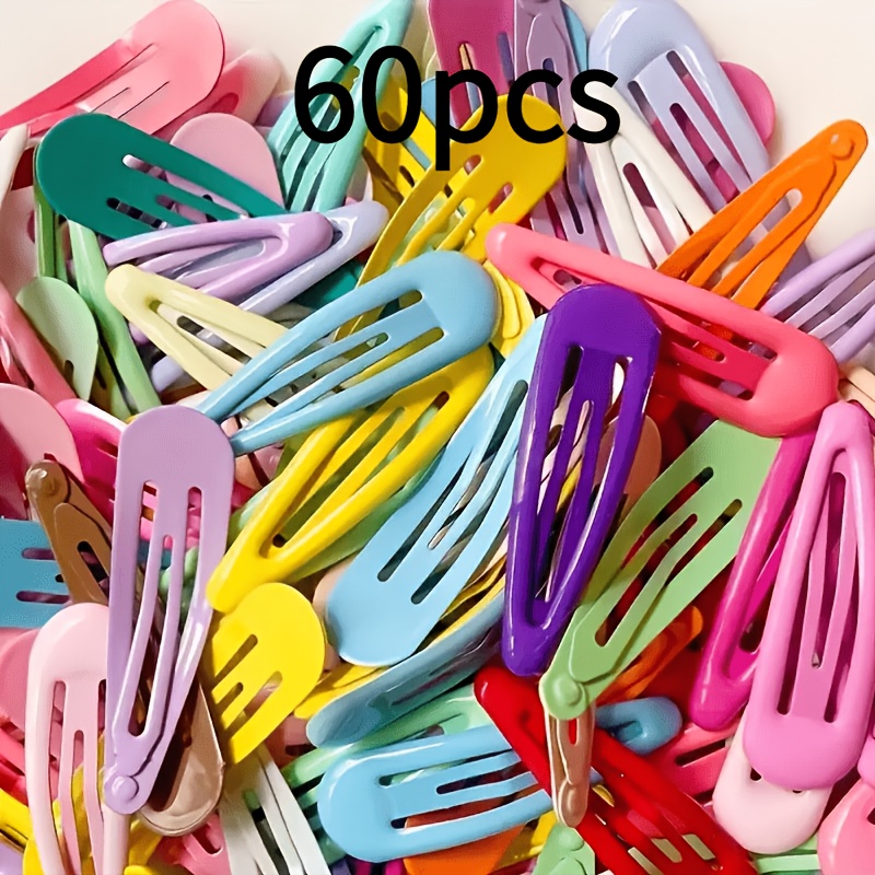 Image of 60pcs Water Drop Y2k Multifunctional Candy Color Hair Clips, Bow Hair Clips Sweet Cute Ponytail Bb Clips Easy Small Fresh Hair Additions
