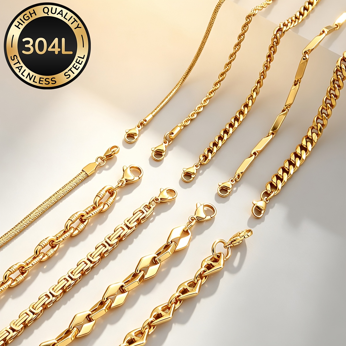 2/4pcs 18K Gold Plated Waterproof Bracelet Set for Men