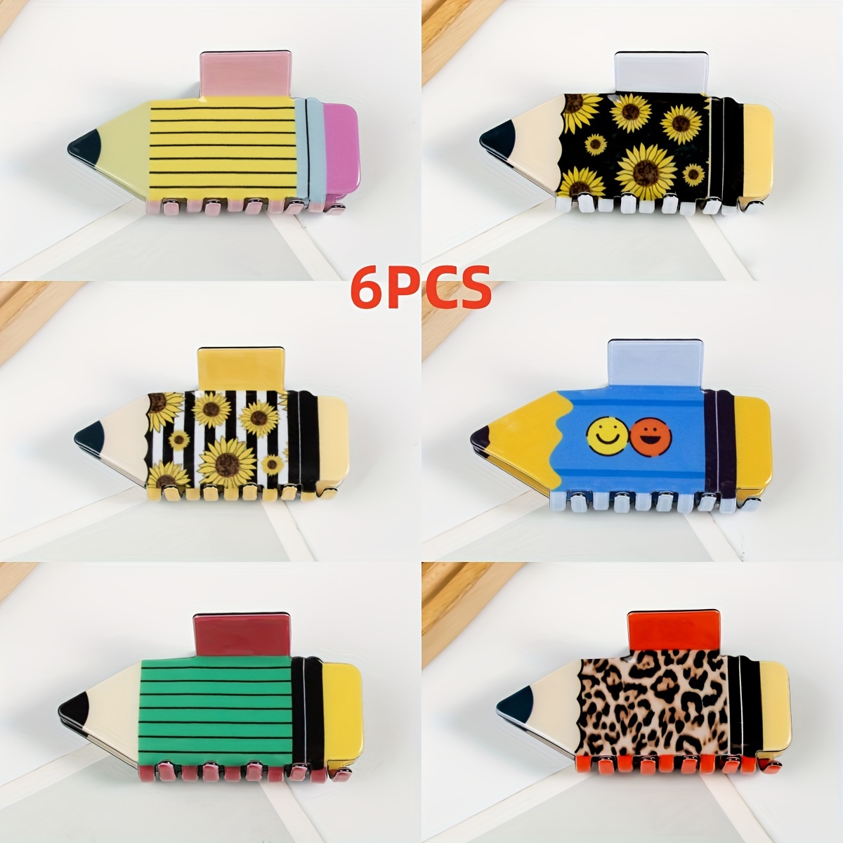 TEMU 6pcs Shaped Hair Claw Clips, Cute Claw Clips For Updo, Back To School Gifts For Her, Party Holiday Daily Use