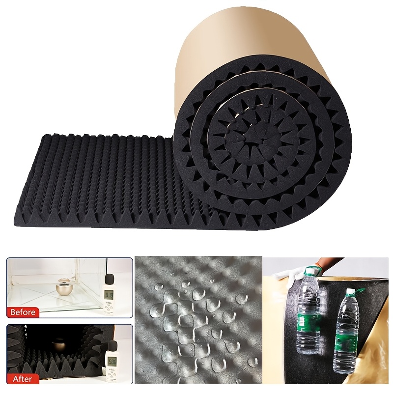 

High-density Black Foam Insulation Roll - 19.7" X 0.79" X 60" With Adhesive, Heat & Noise Reduction For Studio & Car Use, Waterproof & Soundproofing