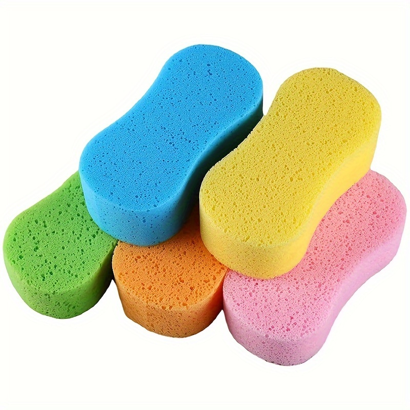

5-pack Of Thick, Oversized, Multi-color Cleaning Sponges - Perfect For Bathrooms, Kitchens, Bikes, And Car Washing (random 5-color Combination)