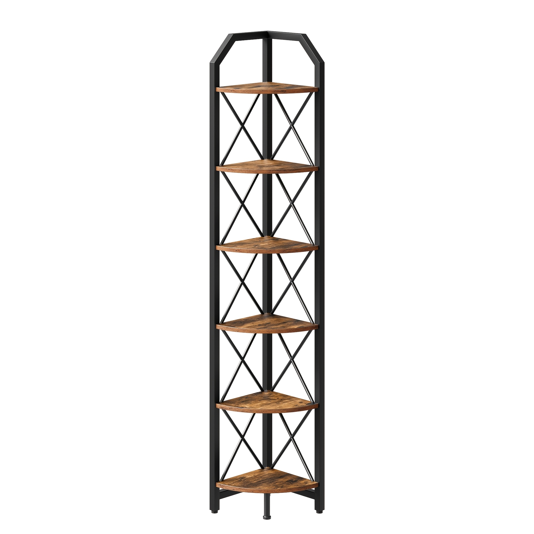 TEMU Scaffale angolare a 6 ripiani, 71,2 pollici, scaffale trapezoidale da , , scaffale espositivo portaoggetti, portavasi, stile industriale, per