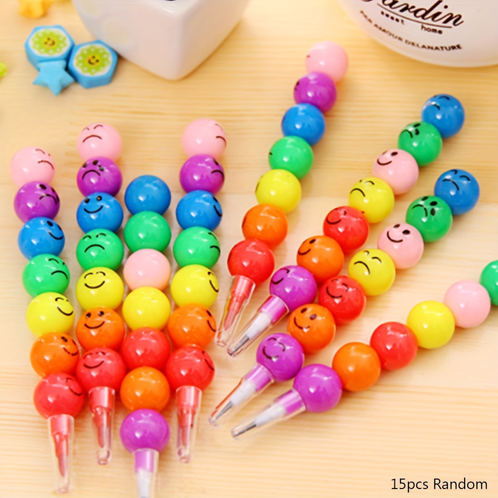

15pcs Cute Lollipop-shaped Graffiti Pens With Colorful Beads - Perfect For Birthday Party Favors & Gifts