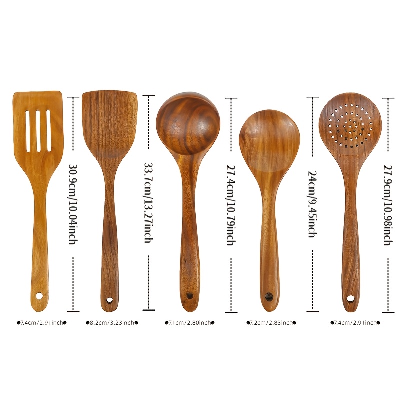 Conjunto de 2/5 peças de Utensílios de Cozinha de Madeira Natural 3