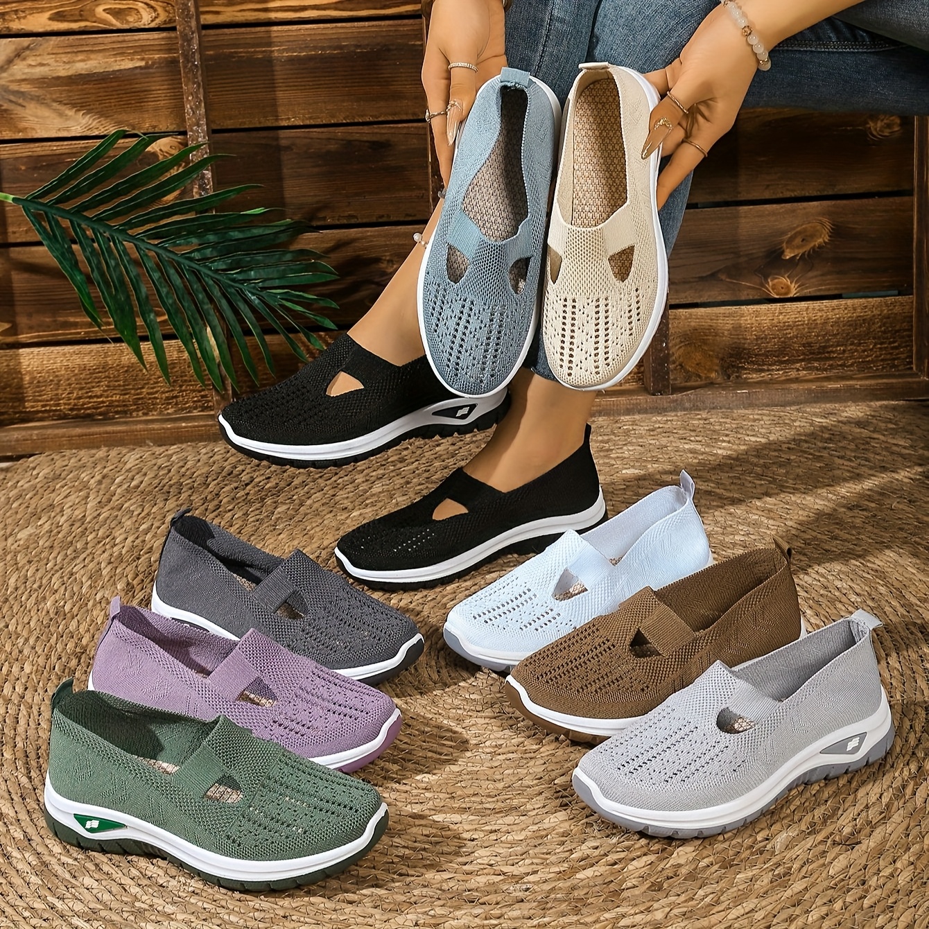 a pair of breathable mesh slip on flat sports shoes for women lightweight and comfortable casual footwear suitable for shopping malls parks summer vacations and outdoor leisure women shoes