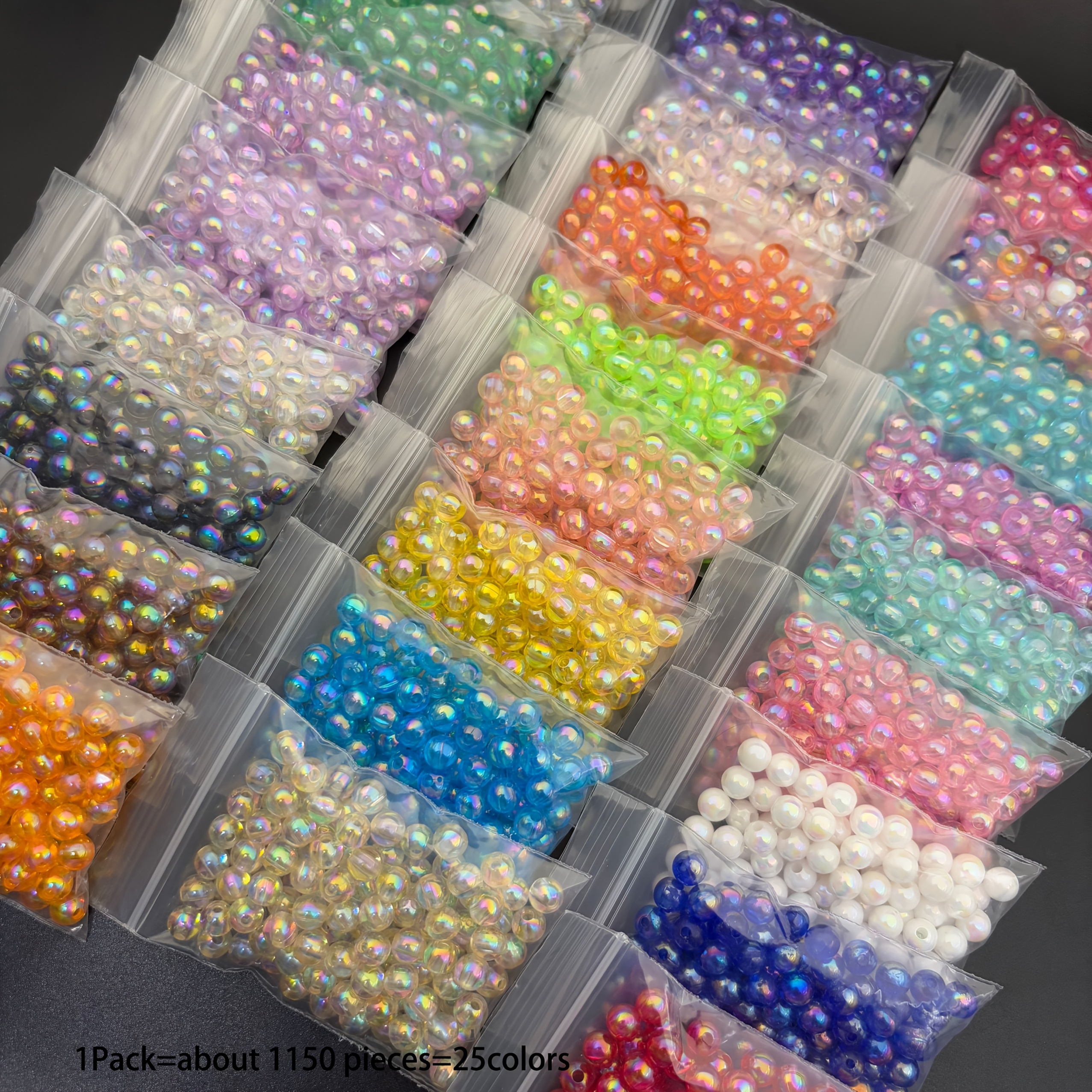 TEMU 1150 25 Colori Brillanti 6Mm Perline Acriliche Foro Dritto Color Utilizzate per di Gioielli, Braccialetti, Accessori per Cellulari e Accessori