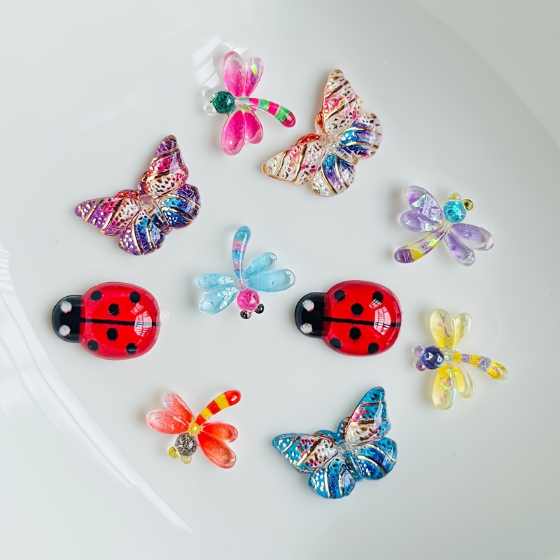 Mini Resin Butterfly & Beetle Decorations for Nail Art & Crafts