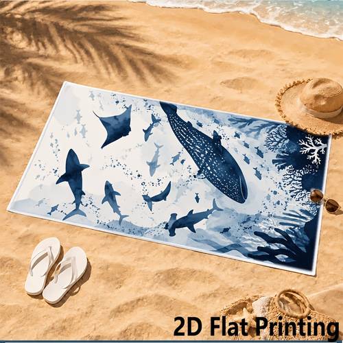 2d flat 1pc ocean themed school swimming by 2d single sided printed beach towel quick drying absorbent lightweight portable sand proof and easy to suitable for beach vacations pool swimming outdoor