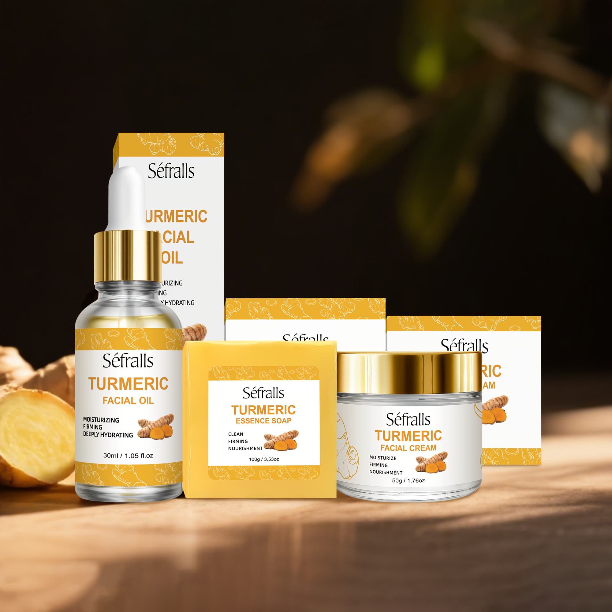 TEMU Sefralls Turmeric 3pcs/set (turmeric Facial Cream, Turmeric Soap, Turmeric Facial Oil)(100g+50g+30ml)3pcs/set Turmeric Scent With Turmeric