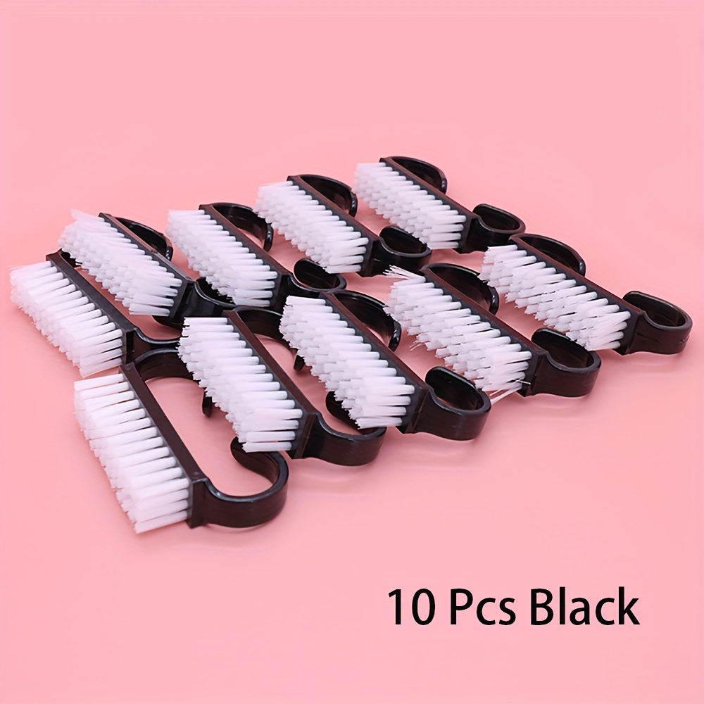 E-shop 10 Stk./Packung Tragbare Mini Handheld Nagelkunst Werkzeuge Echtfarbe Schwarz/Weiß Nagelreinigungsbürste Produkt Maniküre Polieren