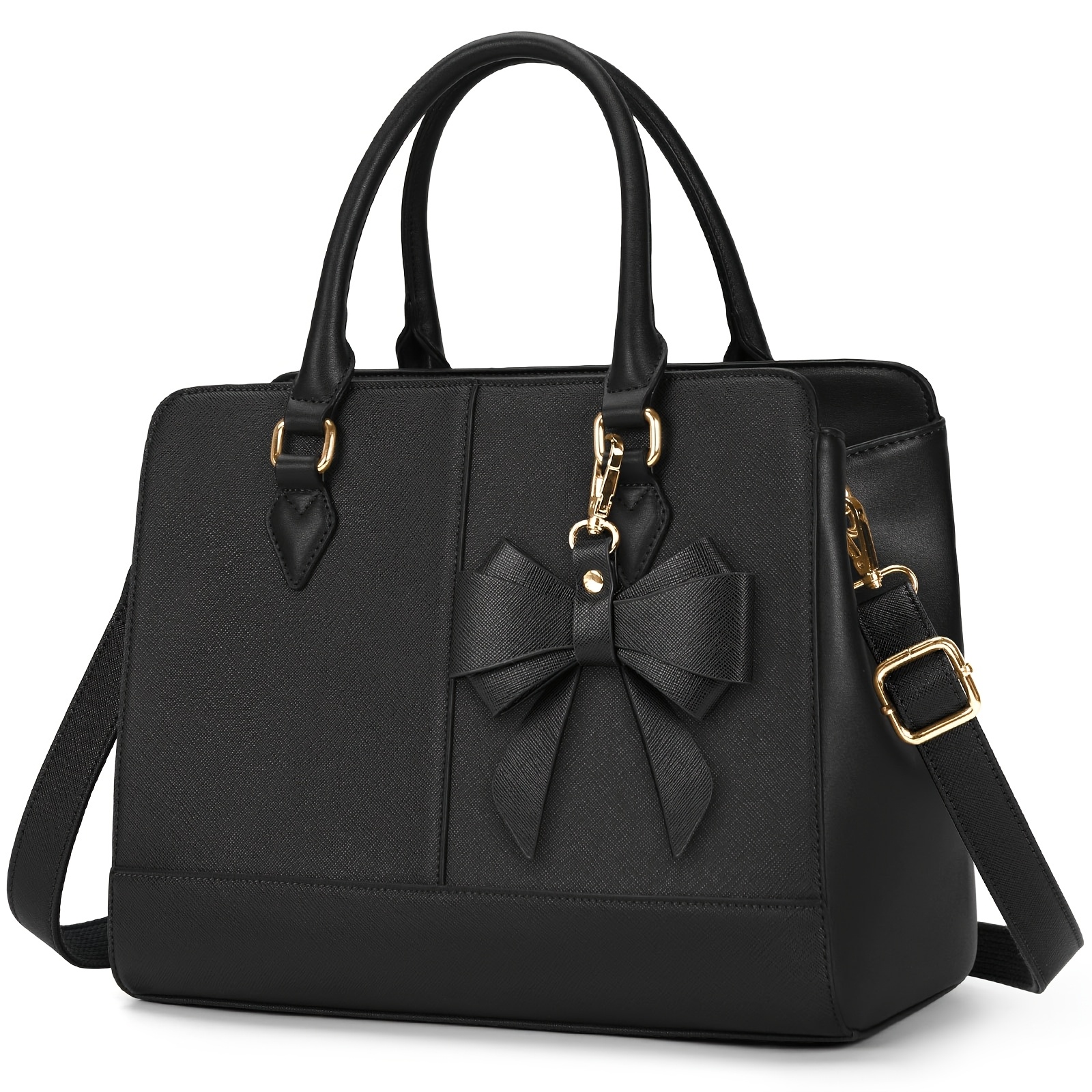 Image of Rainsmore Women's Medium Faux Leather Handbag, Women's Handbag, Handbags For Women, Tote Bag, Shoulder Bags, Shopper 13 Inches, Black