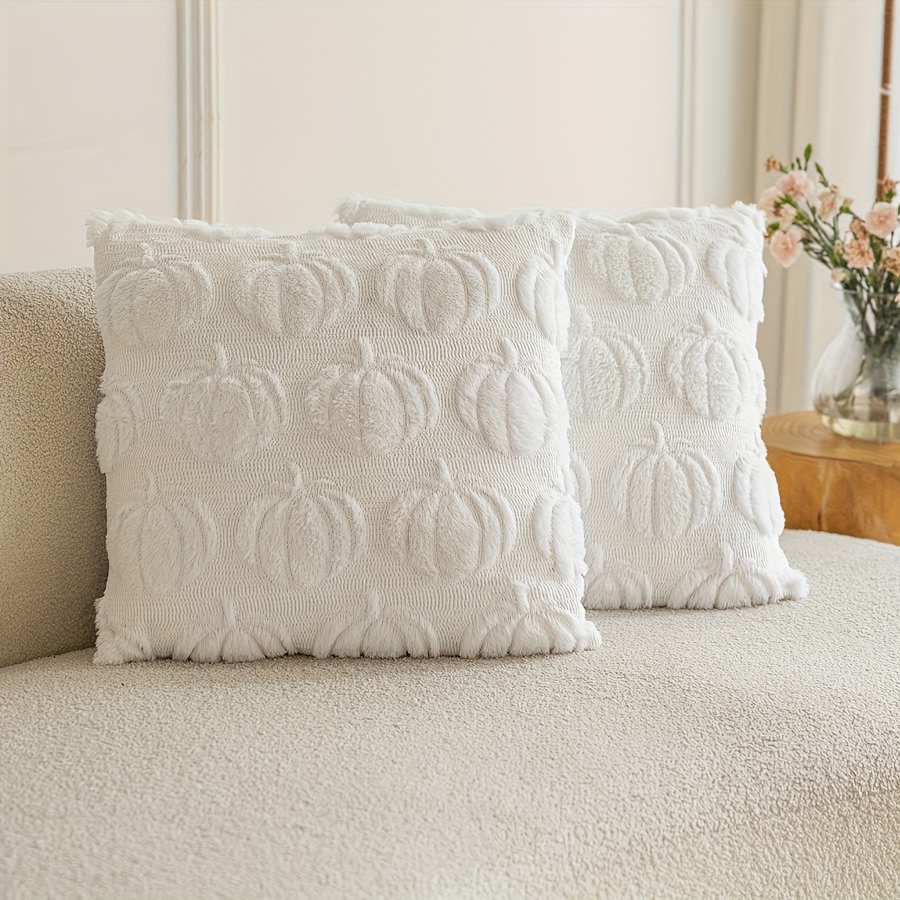 TEMU 1 Housse de coussin jacquard en cuir rustique automnal, idéale pour une décoration sur le thème de la récolte, housse de coussin en flanelle