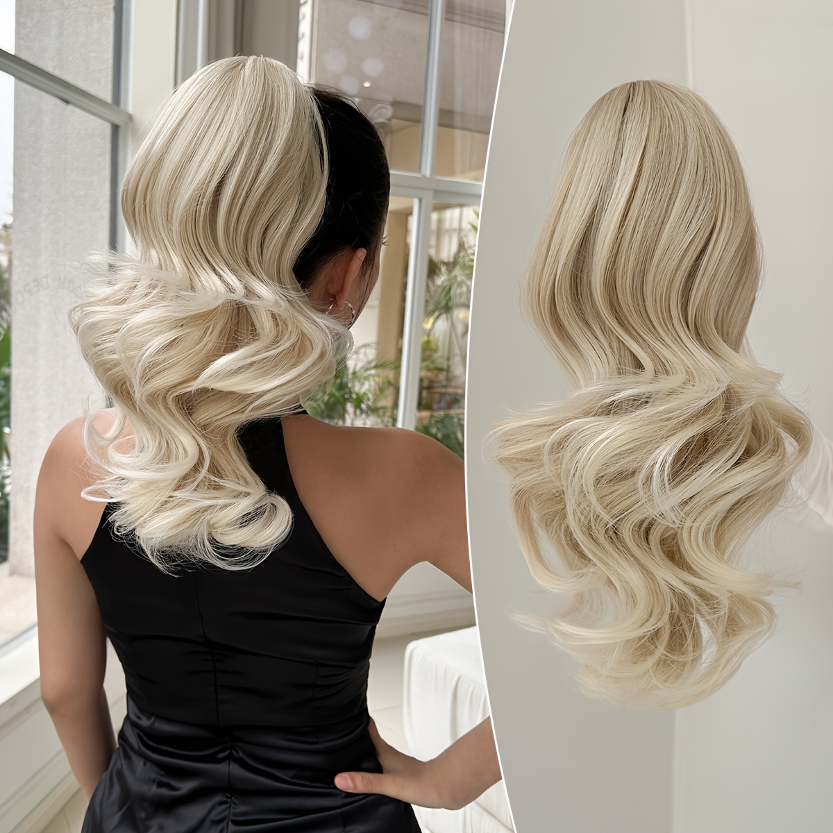 Claw Shaped Ponytail Extension 16 Inch Water Wave Synthetic Ponytail Wig, Suitable For Short Hair Accessories For Women'