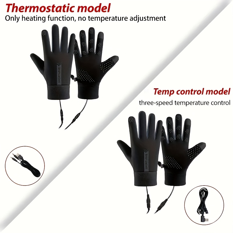 STNY Smart Heating Gloves USB-Powered with 3-Temperature Settings, Real-Time Heating, USB-Powered Hand Warmer for Skiing, Snowboarding, Commuting - Battery-Free Operation, Plug & Play (Compatible with Smartphones/Tablets/Laptops)