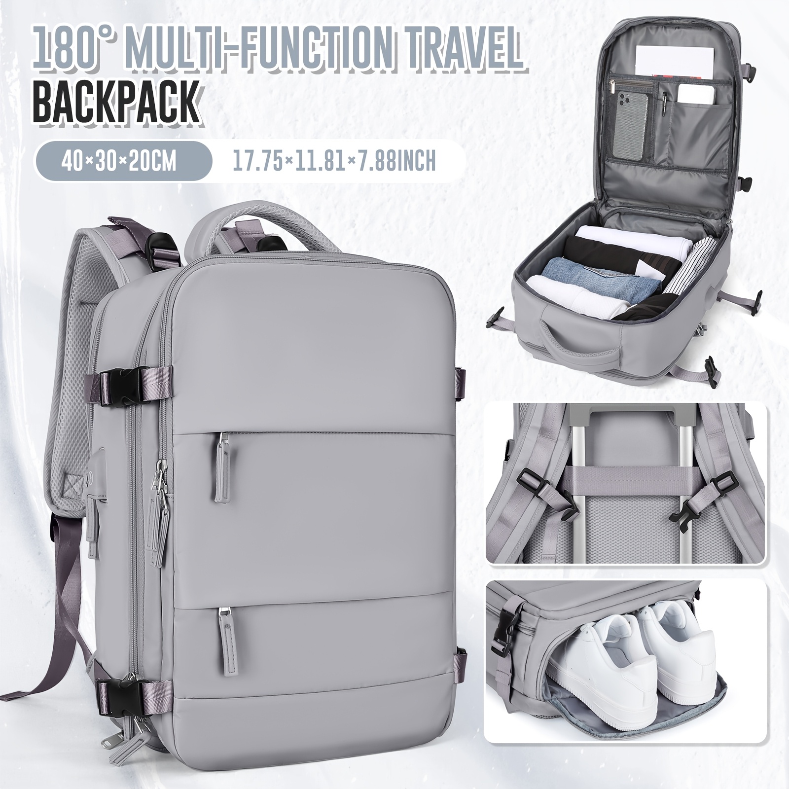 E-shop Damen Mode Rucksack, Reiserucksack, Ryanair Kabinengepäck Unterbett 40x30x20cm, Check-Free Rucksack, Leichter Reiserucksack/Reise-Rucksack,