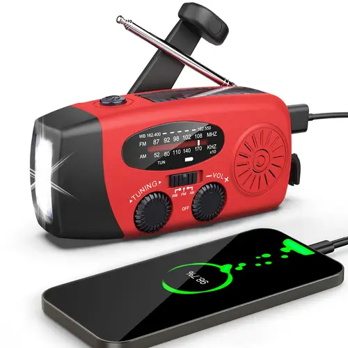 emergency crank weather radio with flashlight solar hand crank charging portable am fm radio for outdoor survival