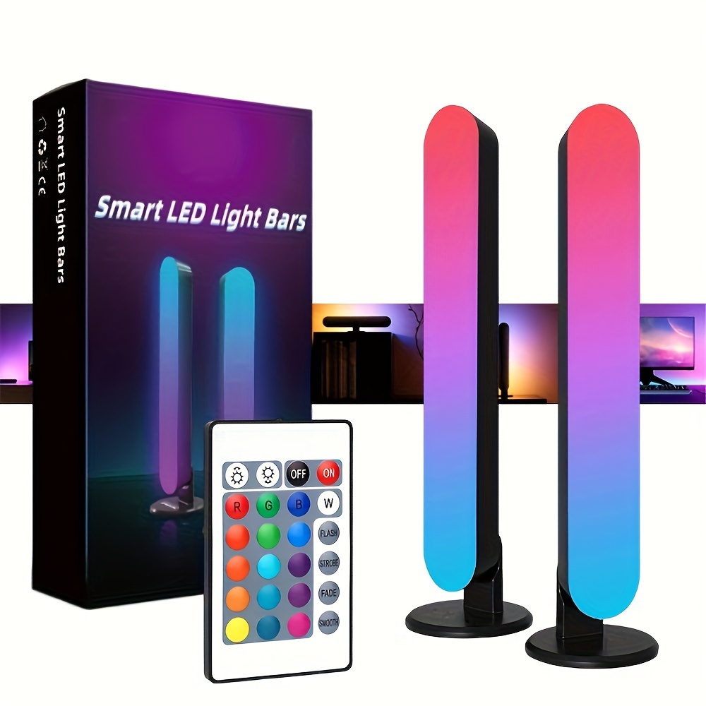 

2 Pack Led Strip Light, 24 Keys Infrared Remote Control Smart Rgb Strip Light, Tv Ambient Backlight Synchronized With Music, Rgb Desk Lamp For Tv, Computer, Room, Party Decoration