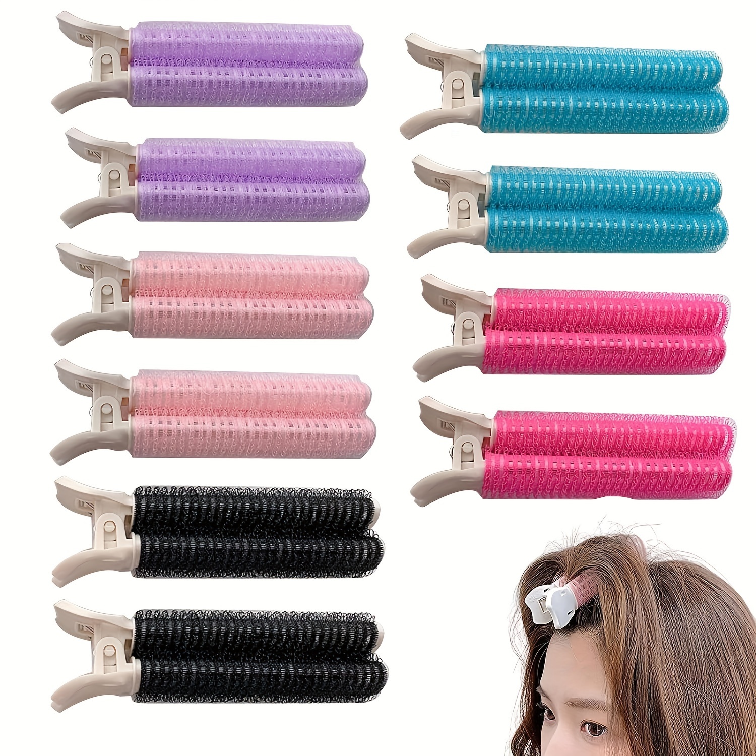 

10pcs/set Diy Hair Styling Accessories Kit Volumizing Hair Root Clips Fluffy Air Bangs Rollers Heatless Hair Curlers For Women And Daily Uses