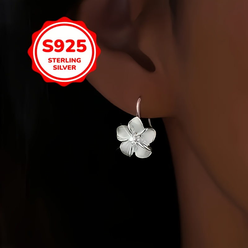 

925 Sterling Silvery Floral Pendant Earrings With Cubic Zirconia