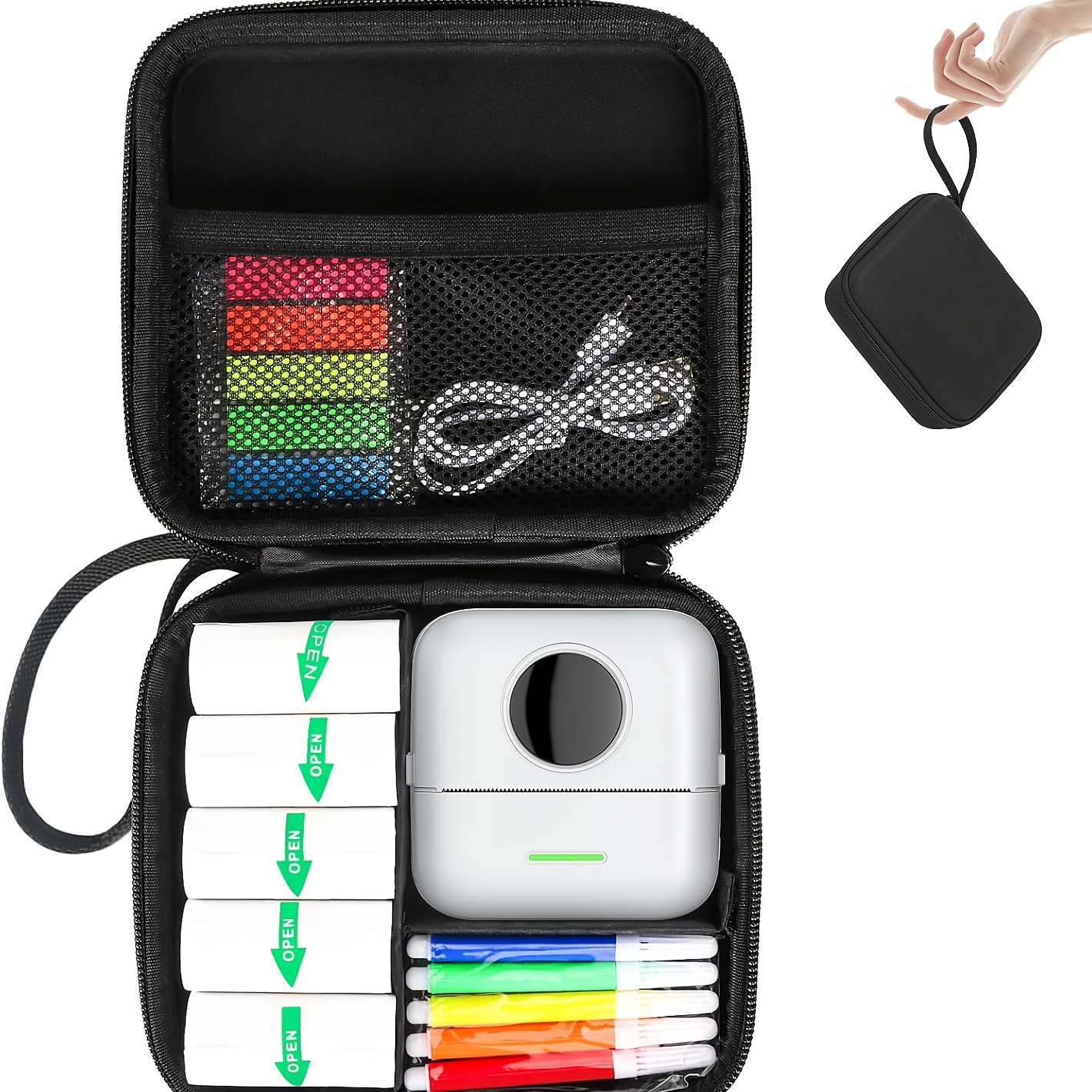 TEMU Huijukeji Mini Sticker Printer Case, High-capacity Hard Protective Box Printer, Portable Carrying Case Suitable For Thermal Inkless Photo