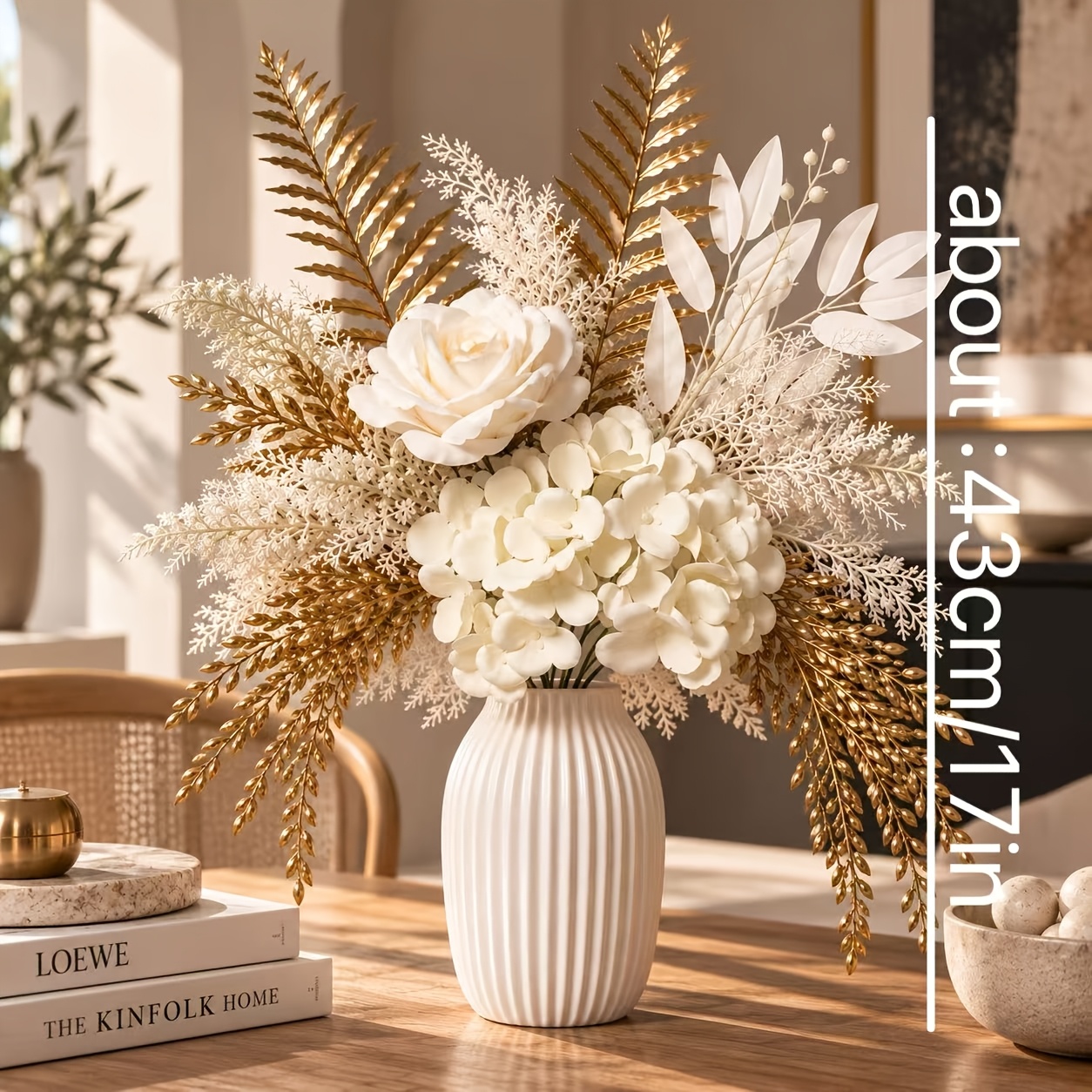 TEMU 1 Ensemble Bouquet Artificiel Luxe Léger, Couleur Premium, Style Luxe Léger Polyvalent, Convient pour Salon, Entrée, Table à Manger, Améliore