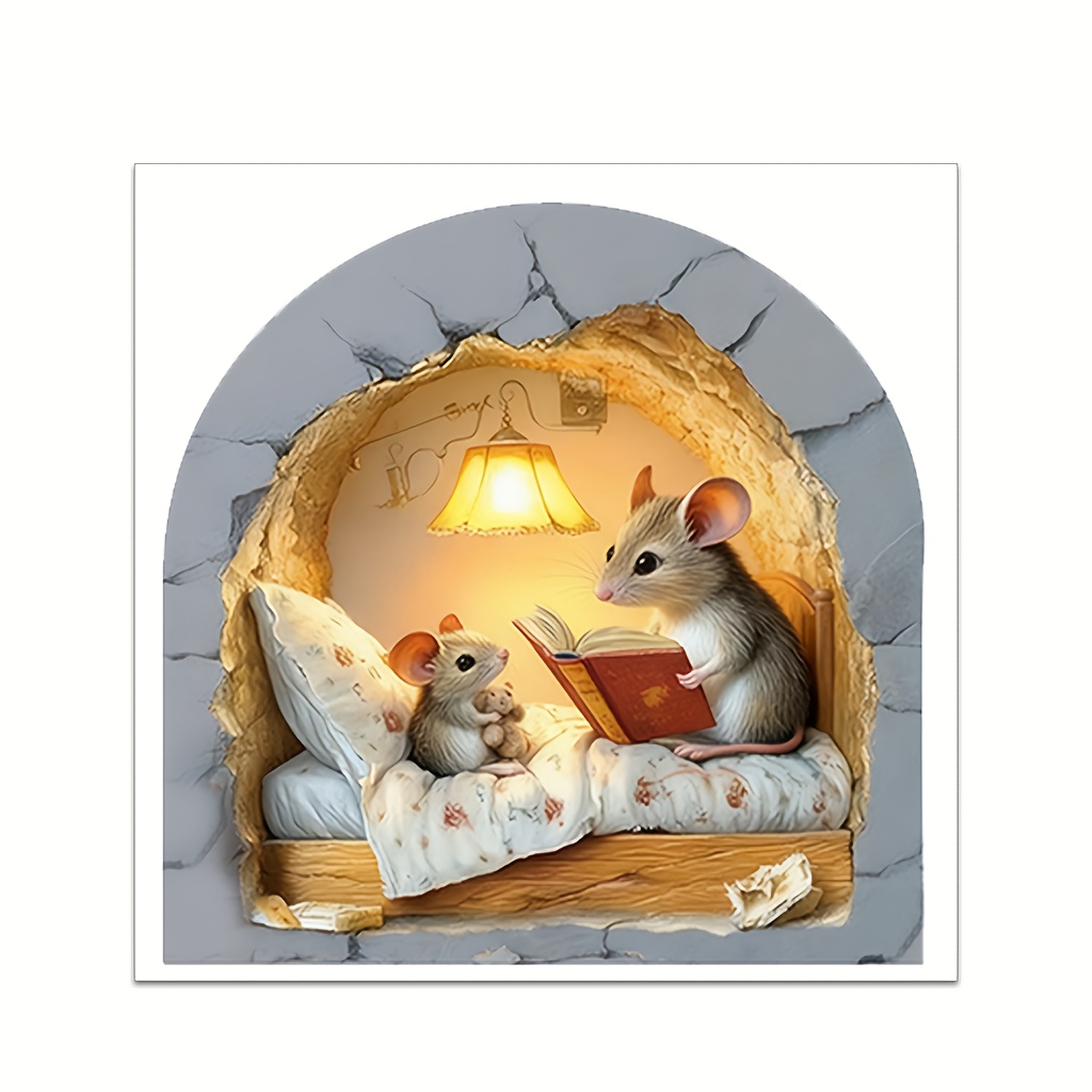 1pc Mouse Story Wall Sticker - Animal Themed Home Art Decor, Waterproof & Removable Wallpaper Decal For Living Room, Bedroom, Bathroom & Entryway