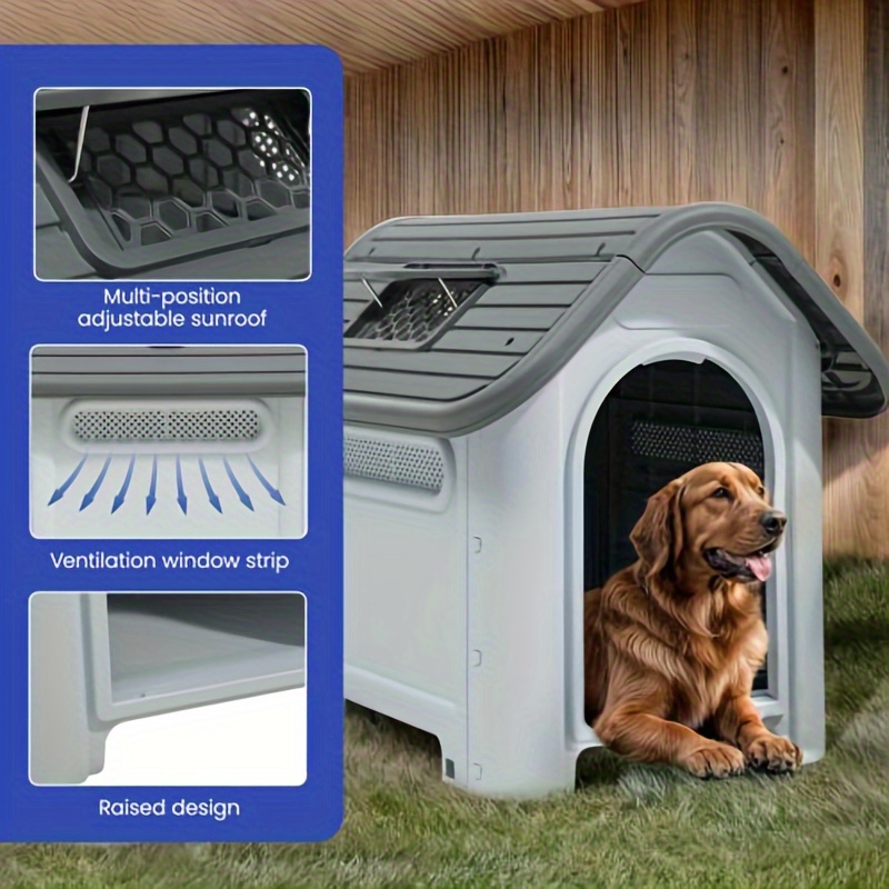 

Shop Large Dog House Outdoor Plastic Doghouse Water Resistant Pet House With Adjustable Skylight And Elevated Base For Small, Medium, And Large Dogs