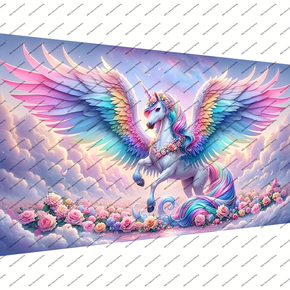 

1pc Unicorn Diamond Painting Kit - Vibrant Decor, Round Diamonds, Polyester Canvas 70x40cm, Supplies