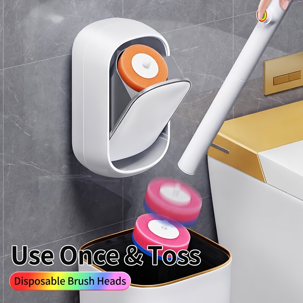 automatic opening toilet brush system with 28 refill heads   rotating brush heads wall mounted abs pp suitable for bathroom space saving hygienic automatic operation automatic caddy system for modern bathrooms 7