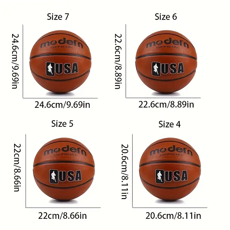 1pc official modern brown size 7 6 5 4 durable rubber indoor outdoor professional competition ball beginners and ideal holiday gift basketball training gear modern basketball design durable rubber ball basketball hoop details 3