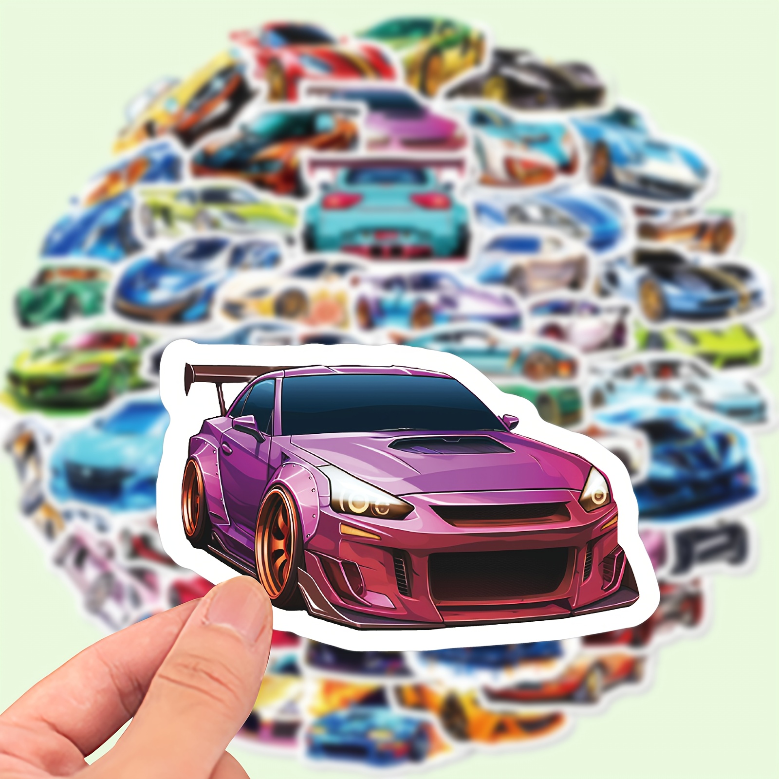 

50pcs Cool Sports & Racing Car Vinyl Stickers - Reusable, Glossy Finish For Laptops, Water Bottles, Luggage, Helmets, Skateboards, Motorcycles & Guitars - Perfect For Christmas & Rewards