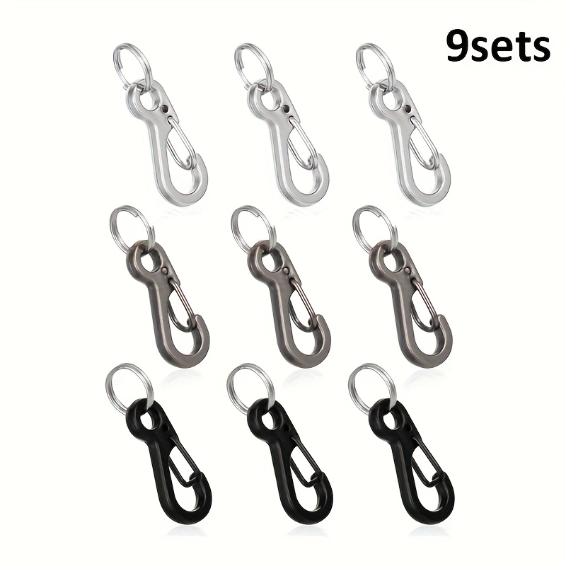 9 Sets Mini Clip 1 Inch Small Spring Snap Hook Keychains Tiny Clips Mini Paracord Hanging Clips Micro Carabiners For Camera Strap, Backpack Keychains Accessories