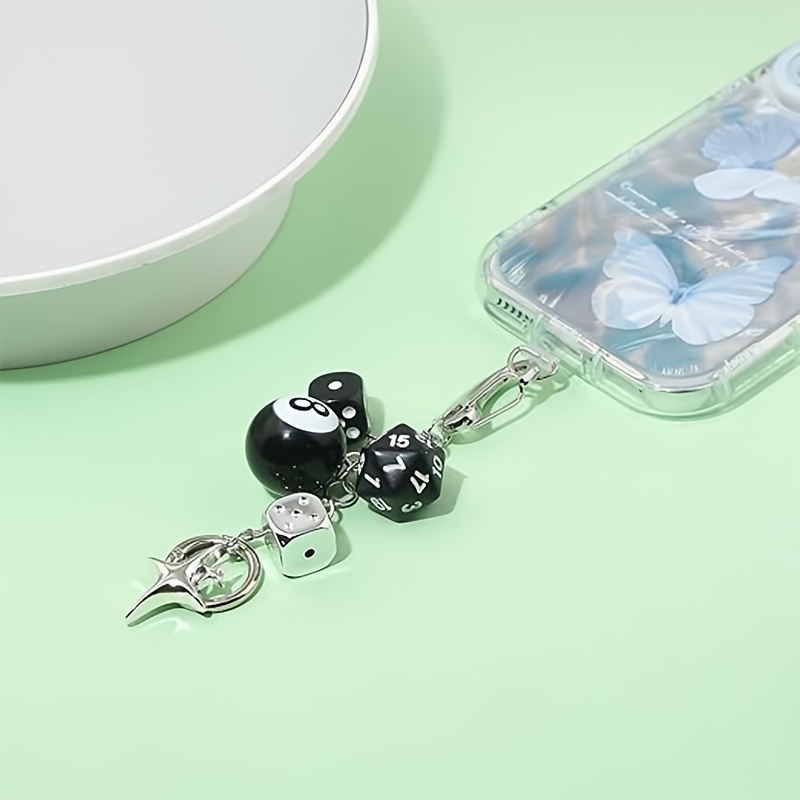 8-Ball Dice Pendant Keychain, Cute Accessory for Bags