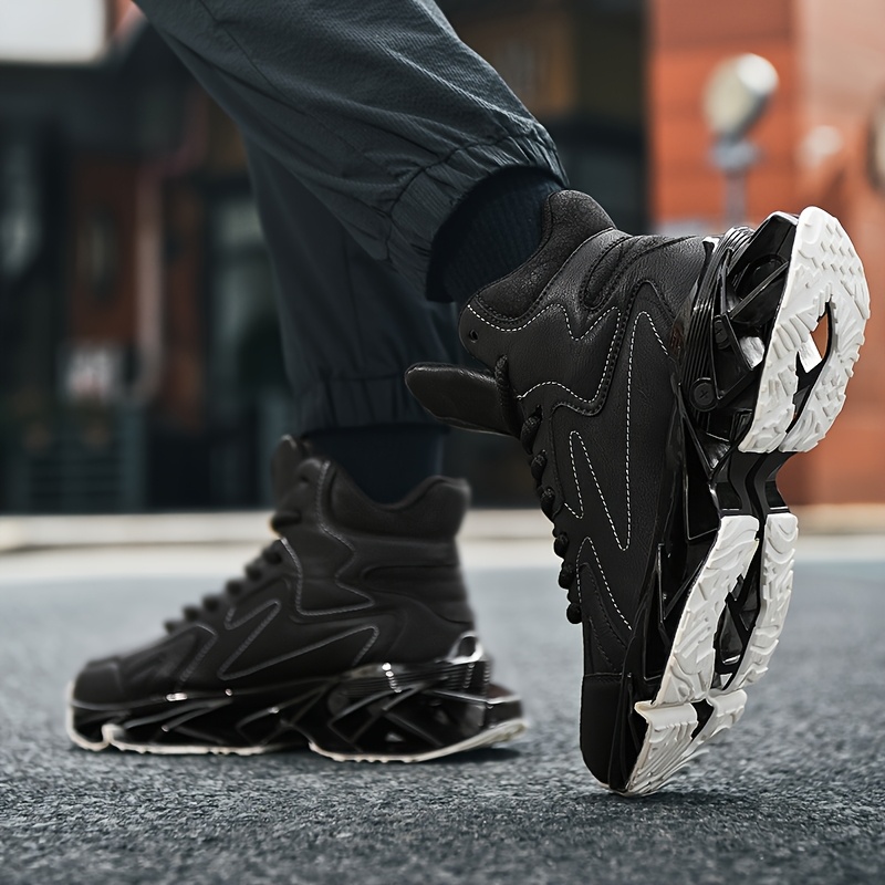 Men'S Exclusive Design Blade Sole Sneakers: Featuring a Physical Blade Sole, Mechanical Cushioning, And Rebound Technology. Trendy Sports Shoes + Everyday High-Top Street Shoes. Made of Synthetic, Easy to Clean, And Versatile for Various Settings
