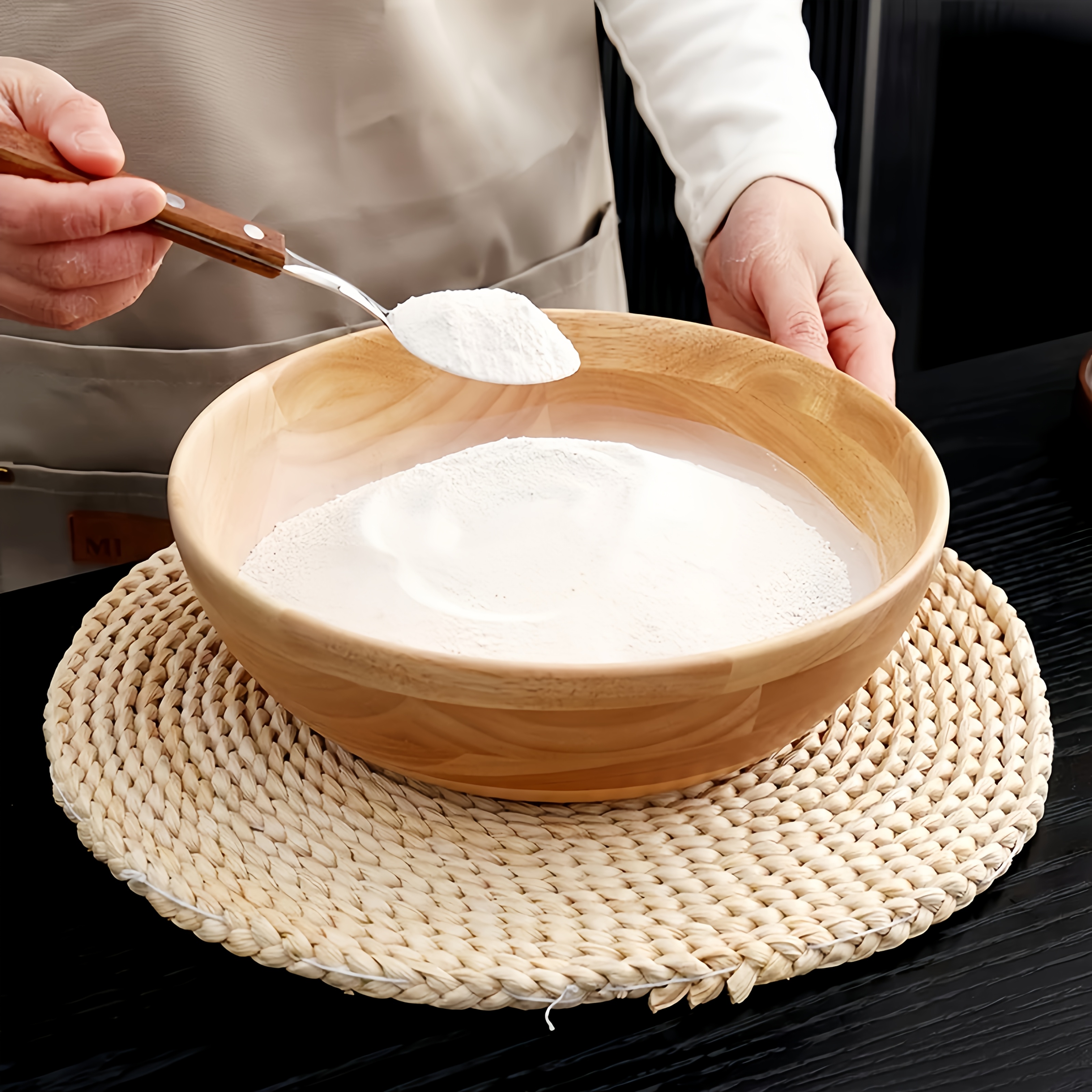 Tazón Grande de Madera Maciza Estilo Japonés para la Cocina, Ideal para Mezclar Verduras, Preparar Masas y Ensaladas de Frutas. Accesorio de Cocina Ideal para Hoteles y Hogares, Sirve como Tazón para Mezclar o Tazón para Sopa