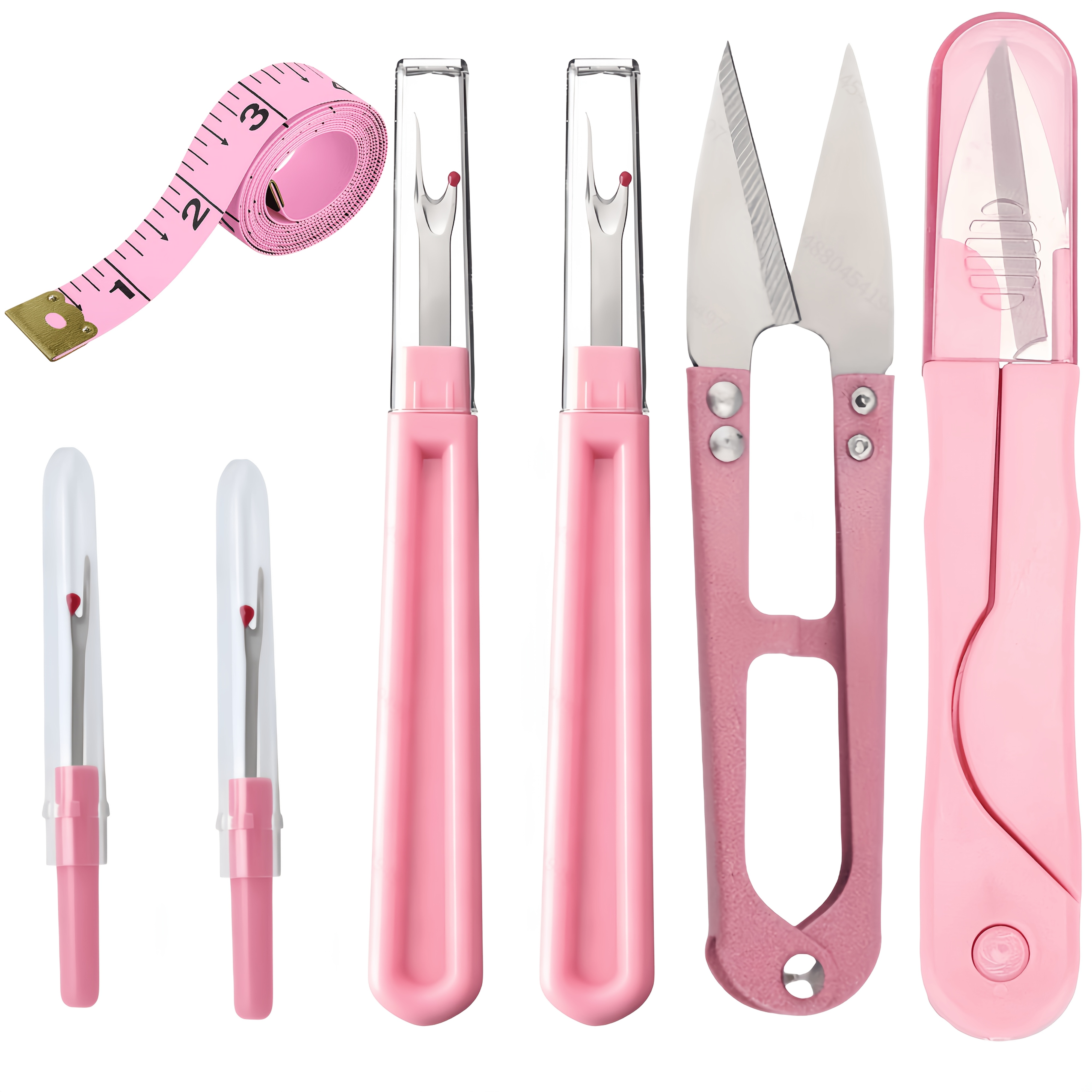7pcs Pink Sewing Tools Set - Seam Ripper, Thread , Soft Tape Measure, Portable Needlework Kit For Beginners, Diy & Clothing Repair