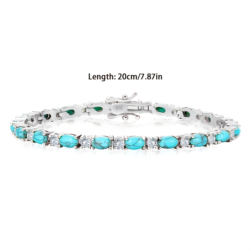 Image of 925 Sterling Silver Women's Jewelry Bracelet With Turquoise - A Stylish For Daily Use, Elegant For Banquets, Perfect Gift For Mother's Day, Valentine's Day, Birthdays, In A Gift Box