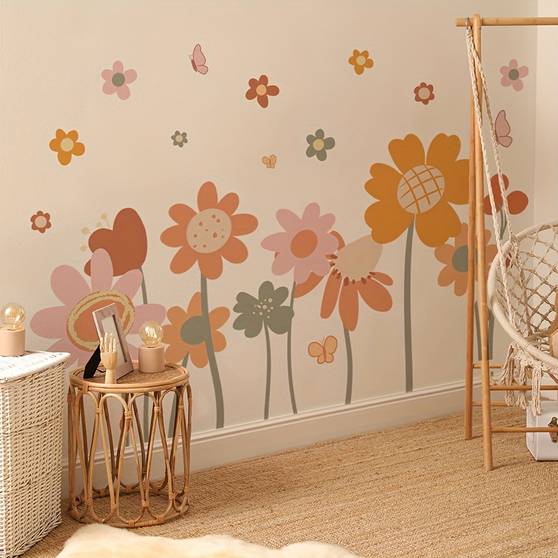 

Bohemian Style Flower Wall Decals, Contemporary Pvc Wall Stickers For Living Room And Bedroom Decor