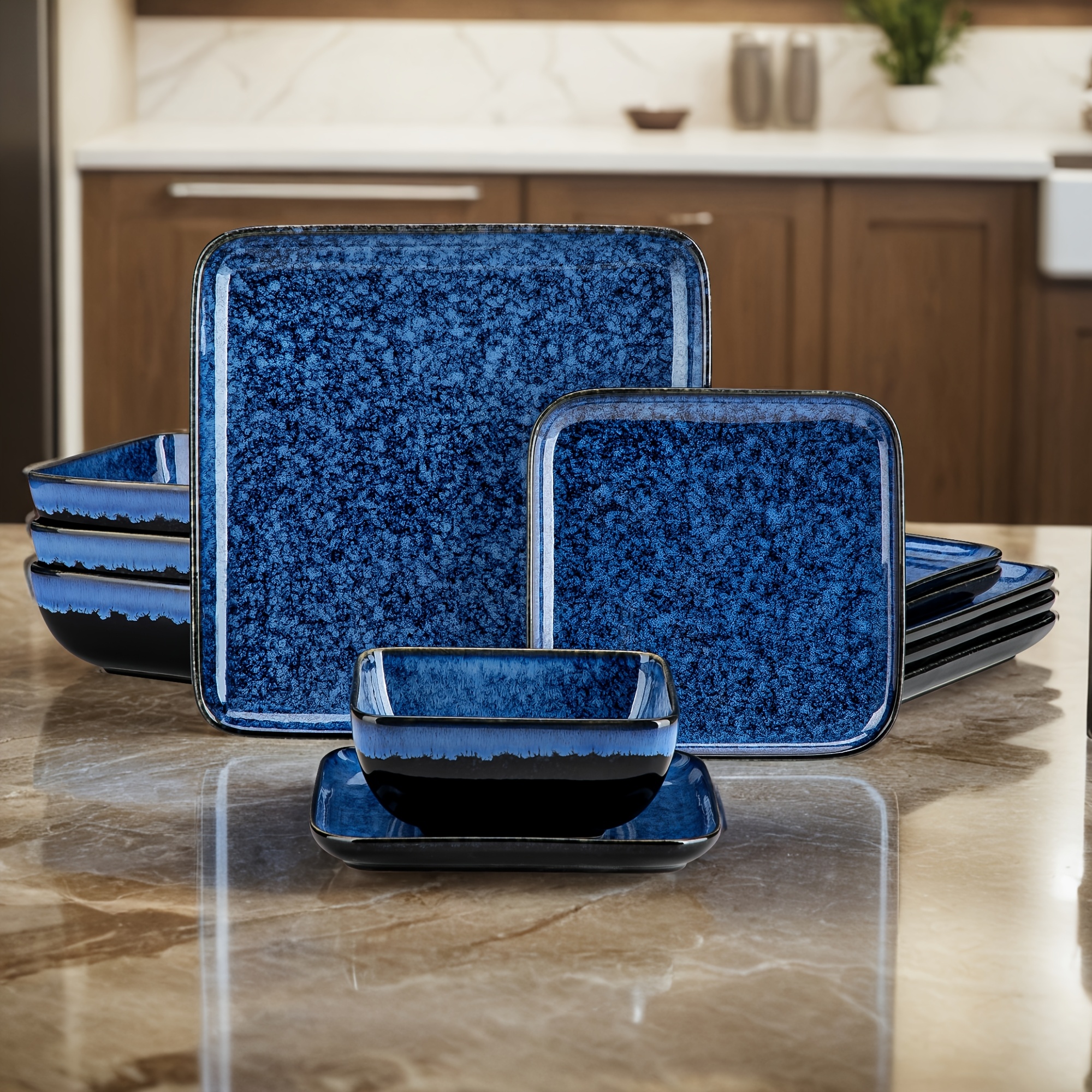 TEMU Ensemble de vaisselle 12 pièces, service pour 4 personnes (12 pièces), compatible micro-ondes et lave-vaisselle, cadeau de pendaison de