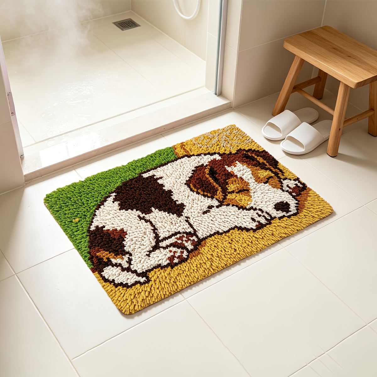 Sleeping Puppy Pattern Adult Hook Carpet Kit for Beginners