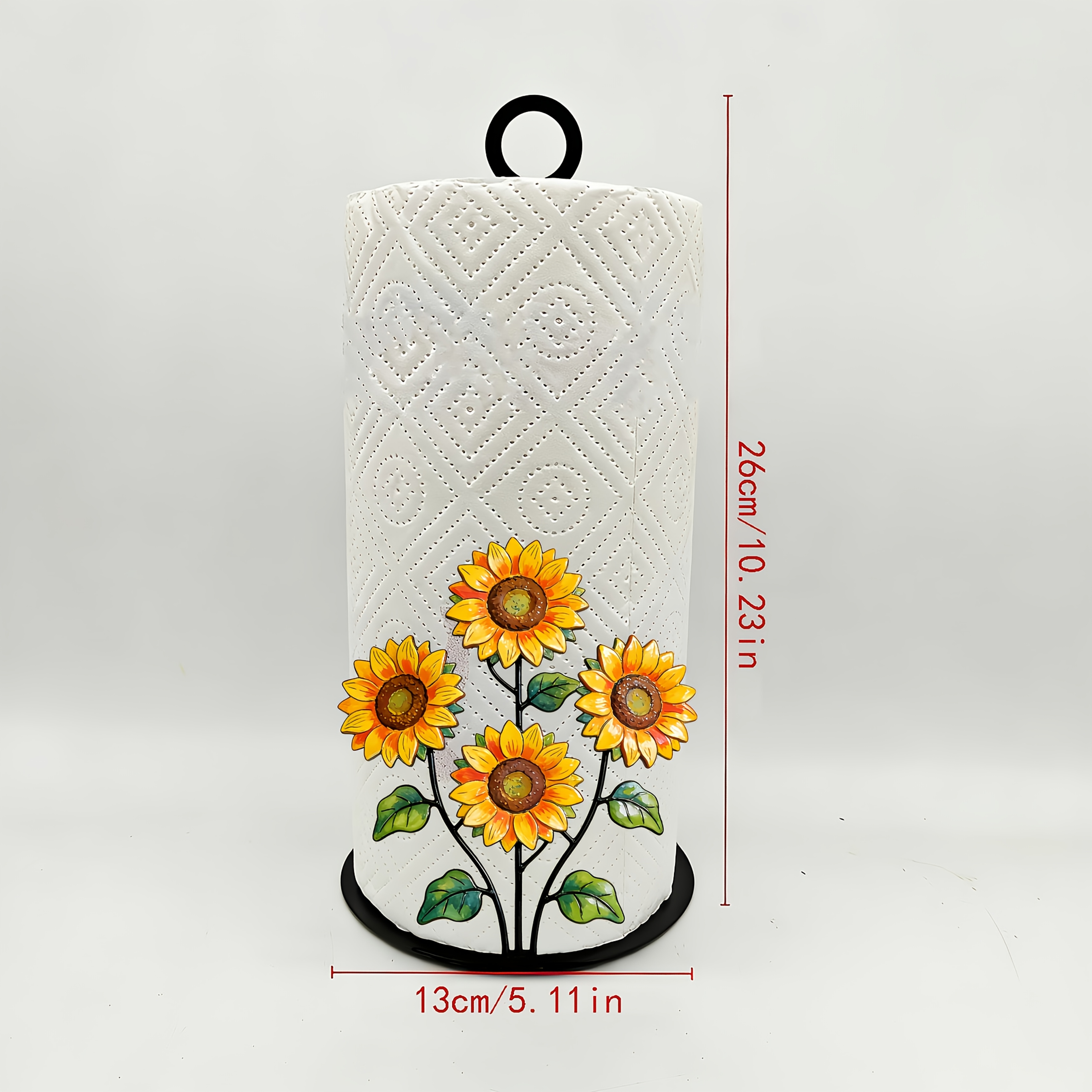 TEMU 1pc Of 2d Flat Sunflower Tissue Holder, Decorative Countertop Stand For Kitchen, Surface-mounted, Holiday Decor, Suitable For Kitchen, Bathroom