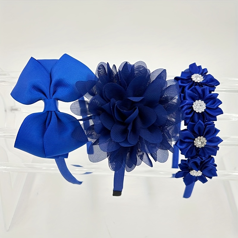 E-shop 3er-Pack Bohemian Haarband für Damen - Blumen- & Schleifendesign mit funkelnden Akzenten, robuste Haarverzierungen aus Kunststoff für Tanzshows,